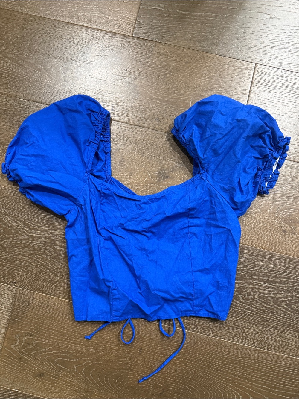 Love Notes Electric Blue Puff-Sleeve Crop Top